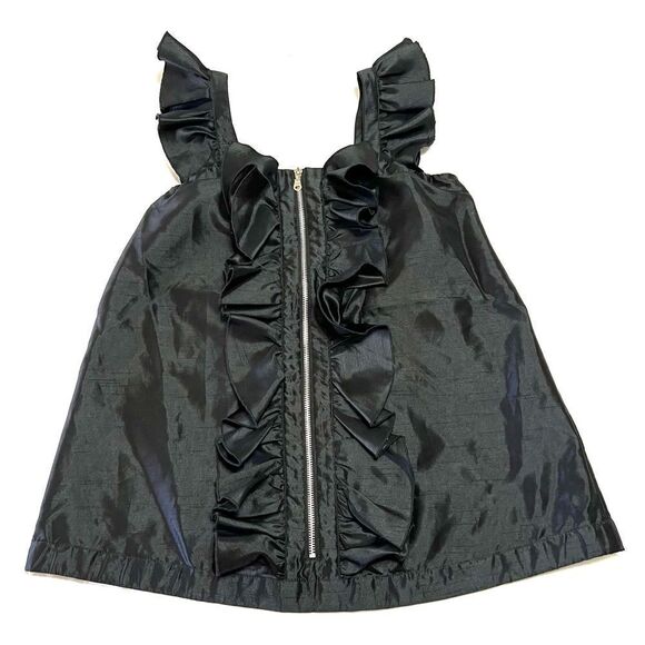 Twelve by Twelve Black Sleeveless Top Ruffle Front Zip Up Size XS - Picture 1 of 10